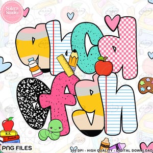 Preppy Custom Teacher 1st/2nd/3rd/4th Grade, Preppy Teacher Pencil Bow Png, Kindergarten Png, Teach Love Inspire, Checkered, Leopard Teacher