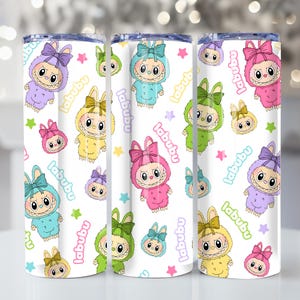 Monster Doll Leopard Cartoon Character 20oz Skinny Tumbler Wrap PNG, Gift for Kids, Funny Cartoon Character Wrap Design, Instant Download