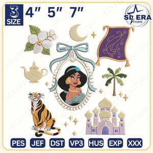 Magic Princess Cartoon Stickdatei, Magic Kingdom Stickmuster, Stickdatei, Stickdatei Set, Instant Download