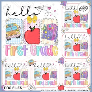 Back To School Png Bundle, Grade School Png, Pre-k 1st/2nd/3rd Grade, Coquette Grade Png, Teacher First Day of School Png, Digital File