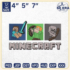 Motif de broderie Pixel Gamer, motif de broderie inspiré du jeu, motif de broderie dessin animé film, téléchargement immédiat