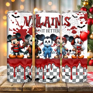 Halloween Cartoon Horror Movie 20oz Tumbler Wrap Design, Killers Cartoon Halloween Skinny Tumbler, Trick or Treat 20oz Tumbler png