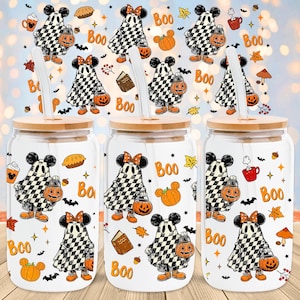 Cartoon Mouse Glass Can Wrap PNG: Fall Halloween Vibes (Digital File