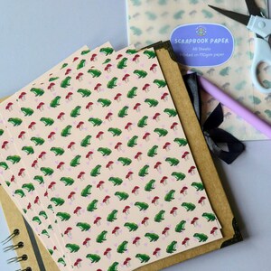 Frog and Mushroom A5 Scrapbook Paper Pack | Cute Cottagecore Toadstool Craft Pages for Journaling, Origami & Penpal Letters
