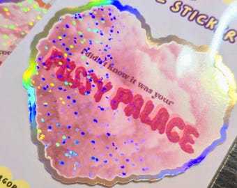 Lily Allen Lyric Sticker | Holographic Pink Cloud Decal