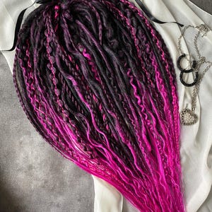 Festival Style Double Ended Dreadlocks Black Pink Ombré