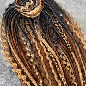 Dreadlock Set in Brown & Light Brown Ombre, Double-Ended Design