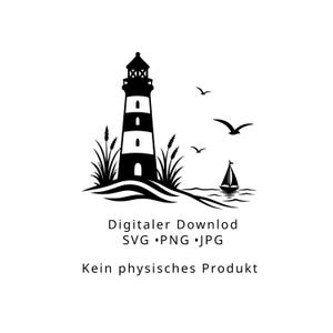 Leuchtturm SVG – Plotterdatei maritim für Meer & Küste |  PNG JPG Digitaler Download