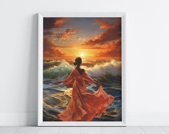 Watercolor Woman Ocean Christian Art Print (Digital Download)