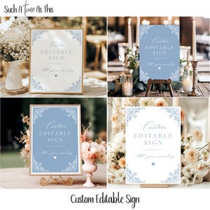 Custom Sign Template, Fully Editable Wedding Sign, Dusty Blue Wedding Sign Printable, 5x7 8x10 Customizable Wedding Signage Instant Download