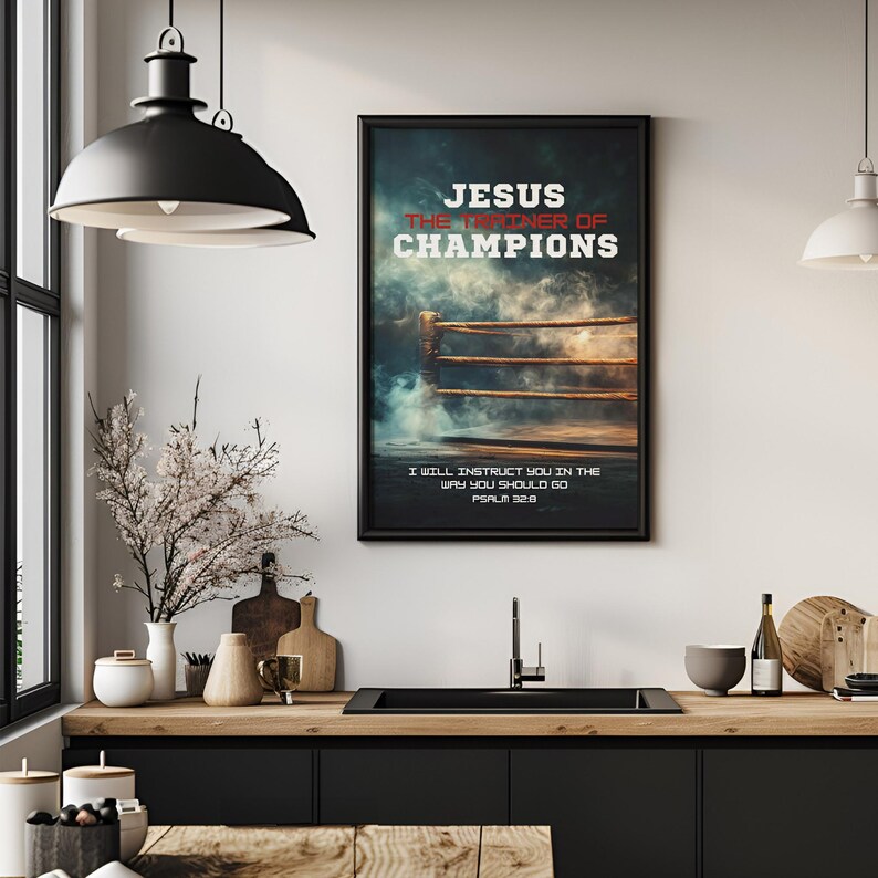Jesus Boxing Ring Christian Art - Bible Verse Printable (digital ...