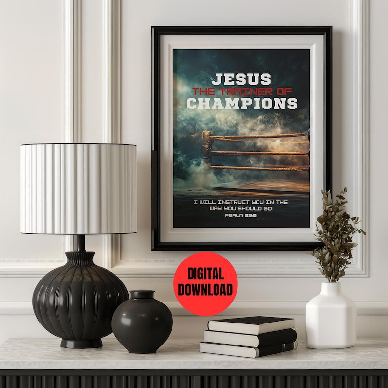 Jesus Boxing Ring Christian Art - Bible Verse Printable (digital ...
