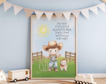 Arte Cristã Infantil Little Cowboy: Filho de Deus para Imprimir (Download Digital)