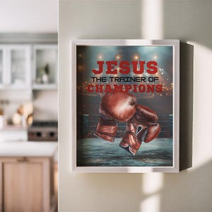 Christian Wall Art, Boxing Printable Art, Bible Verse Home Décor, Gym Décor, Boys Bedroom, Athlete Downloadable Artwork