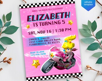 Birthday Invite boy girl, super mario bros movie invitation, Instant Download, video game Birthday Invite template, mario kart