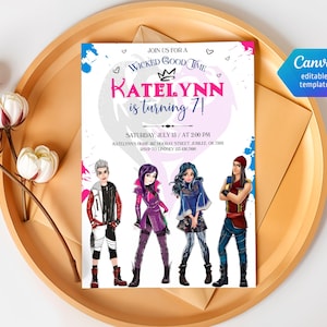 Descendants Invitation, Printable Editable Descendants Birthday Invite, Descendants Party Invitation Digital template, teens birthday party