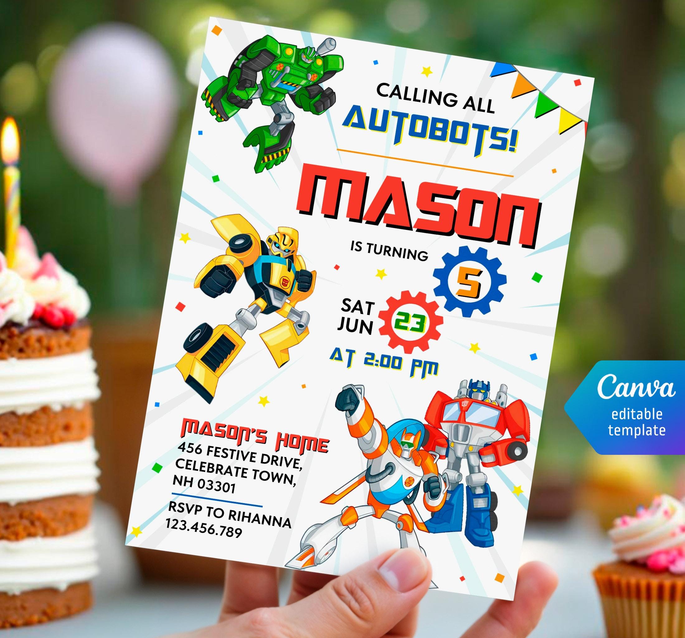 Printable Birthday Invitation, Autobots Boy Birthday Invite, Editable ...
