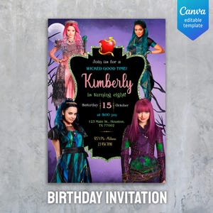 Descendants Invitation, Printable Editable Descendants Birthday Invite, Descendants Party Invitation Digital template, teens birthday party