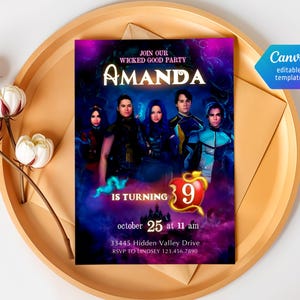Descendants Invitation, Printable Editable Descendants Birthday Invite, Descendants Party Invitation Digital template, teens birthday party
