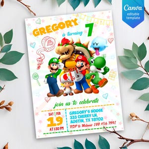 Mario bros invitation, Birthday Invite boy girl, Super mario movie invitation, Instant Download, video game Birthday Invite template