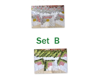 12[12] HUGE Big Already Pieced Large Handmade Log Cabin Quilt Top Blocks- [A Floral [B Leaves}- Traditional Unfinished Finished Quilting