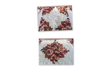 12[16] HUGE Big Already Pieced Large Handmade Log Cabin Quilt Top Blocks- TWO Choices {A-Floral Garden {B-Horses Galloping-Finished Quilting