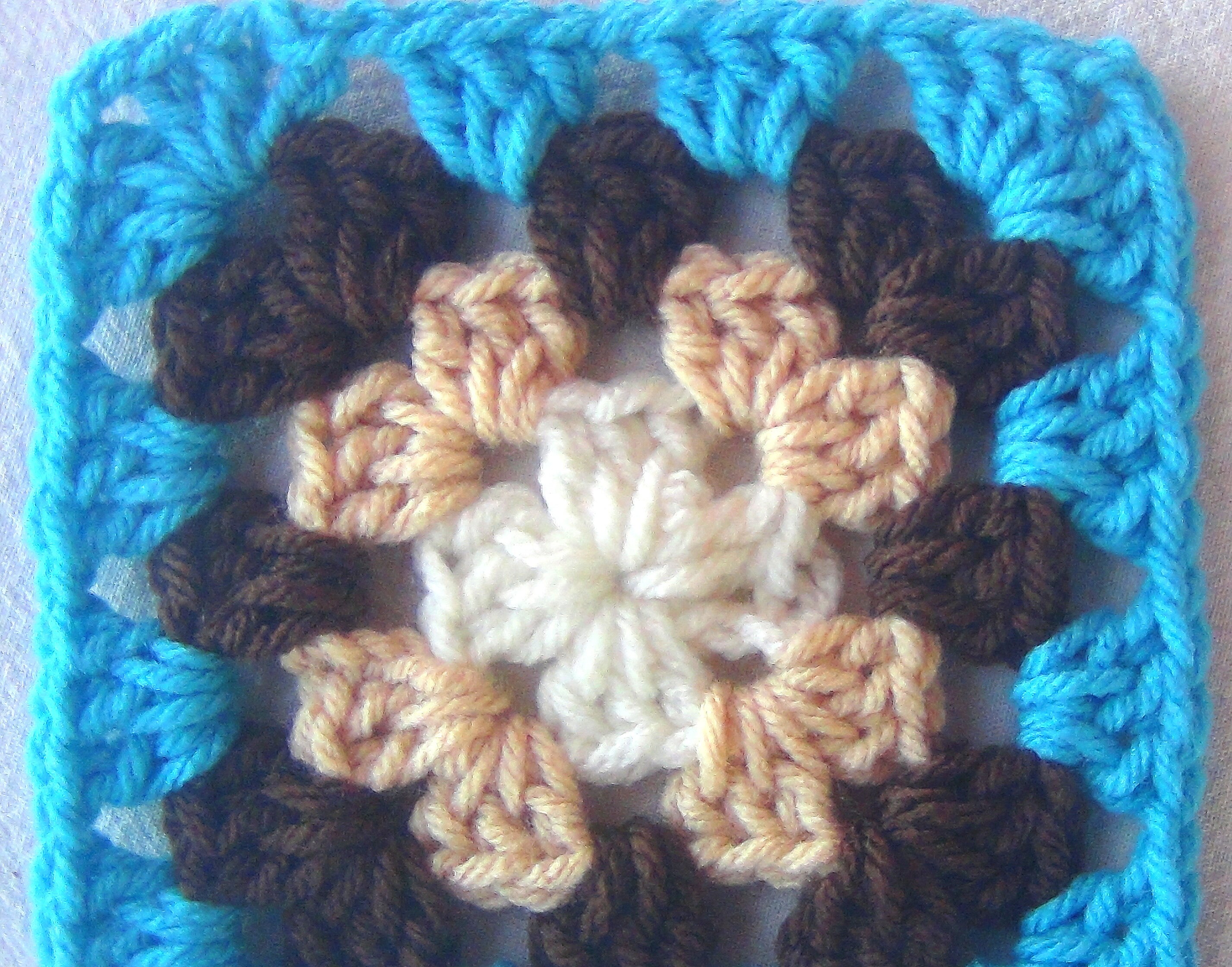 20 Big Crocheted Granny Squares Afghan Yarn Quilt Blocks NEW - Aqua ...