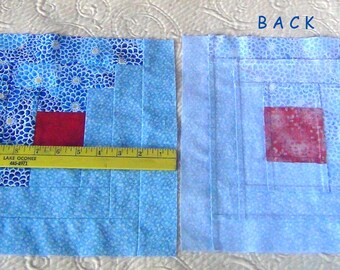 12[16] HUGE Big Already Pieced Large Handmade Log Cabin Quilt Top Blocks- TWO Choices {A-Purple Pastels {B-Blue and White-Finished Quilting