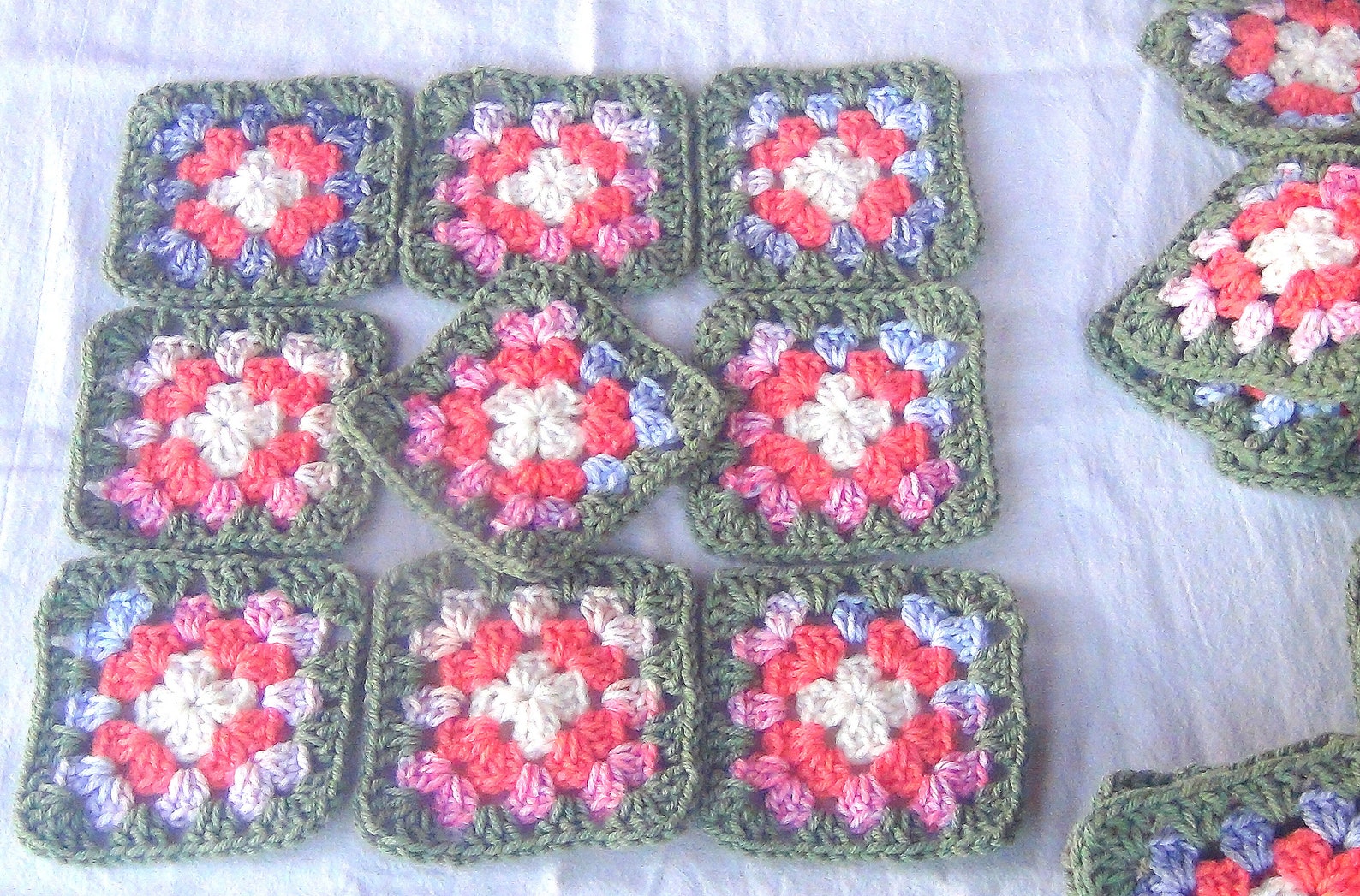 35 Crocheted Granny Squares Afghan Yarn Quilt Blocks - Big NEW ...