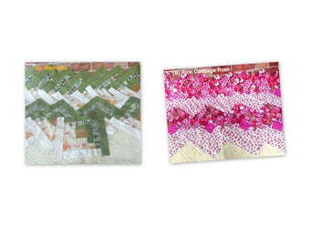 12[12] HUGE Big Already Pieced Large Handmade Log Cabin Quilt Top Blocks- TWO Choices {A-Bamboo {B-Pink White Cabbage Rose Flowers- Quilting
