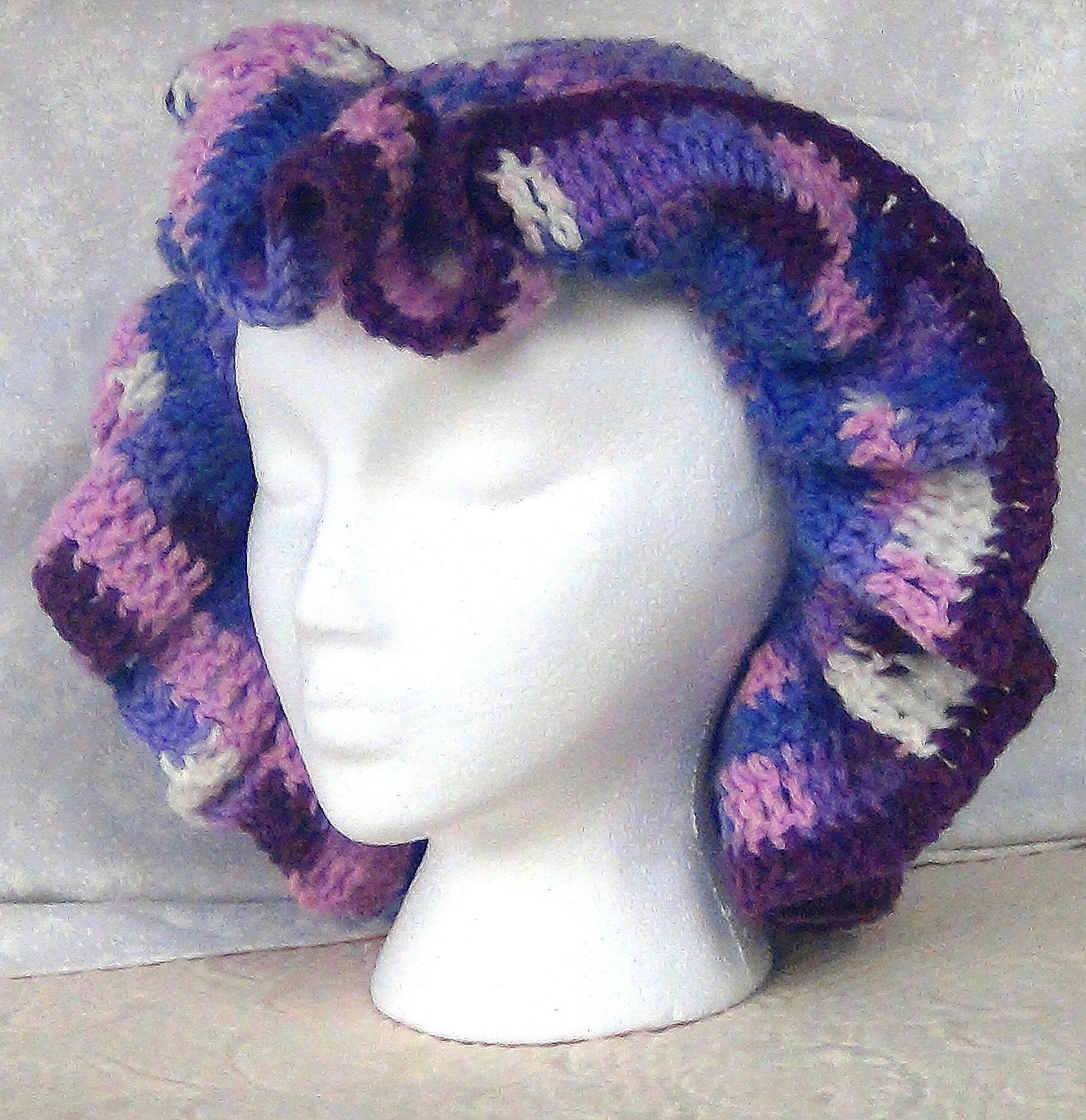 Big Ruffles Yarn Bucket Hat - Crochet Blue W Flower or 