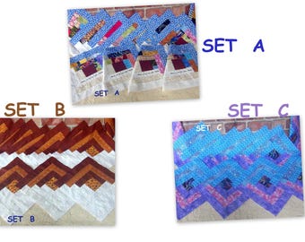 12 HUGE Big Already Pieced Handmade Log Cabin Quilt Top Blocks- (A-(B-(C Bird Daisy Primitive Hearts Unfinished Patchwork Finished Quilting