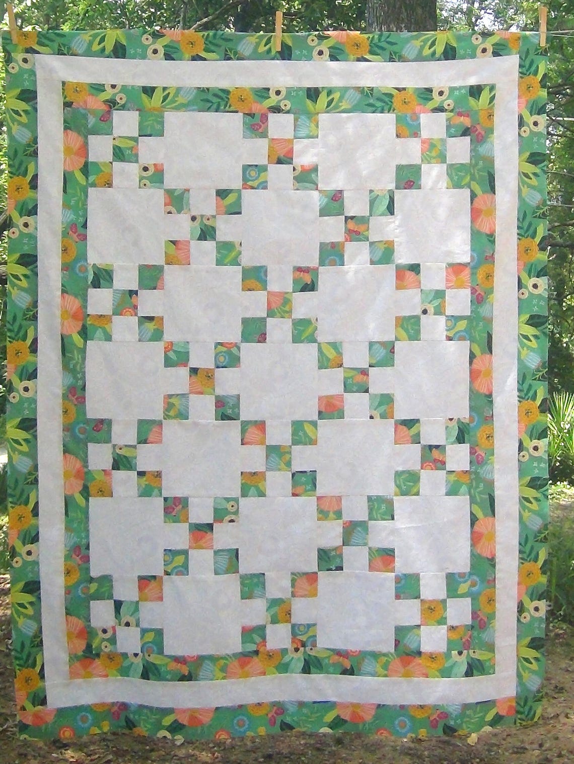 NEW Already Pieced Made Unfinished Quilt Top Single Irish Chain Cotton Patchwork Quilting Lap Throw Wall Crib Animal Floral Flower Bear image 1
