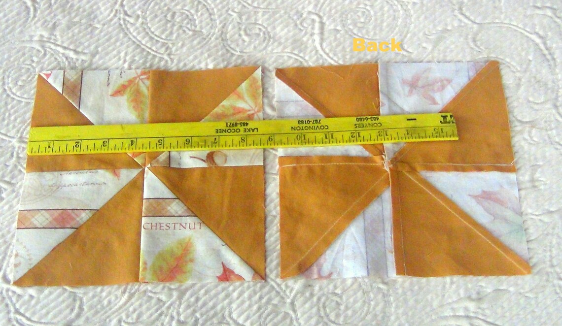 Already Pieced Made NEW Pinwheels Quilt Top Blocks A or B Lot of 16 18 Maple Leaf Fall Autumn GOLD Tonal White Fern Finished Unfinished image 10