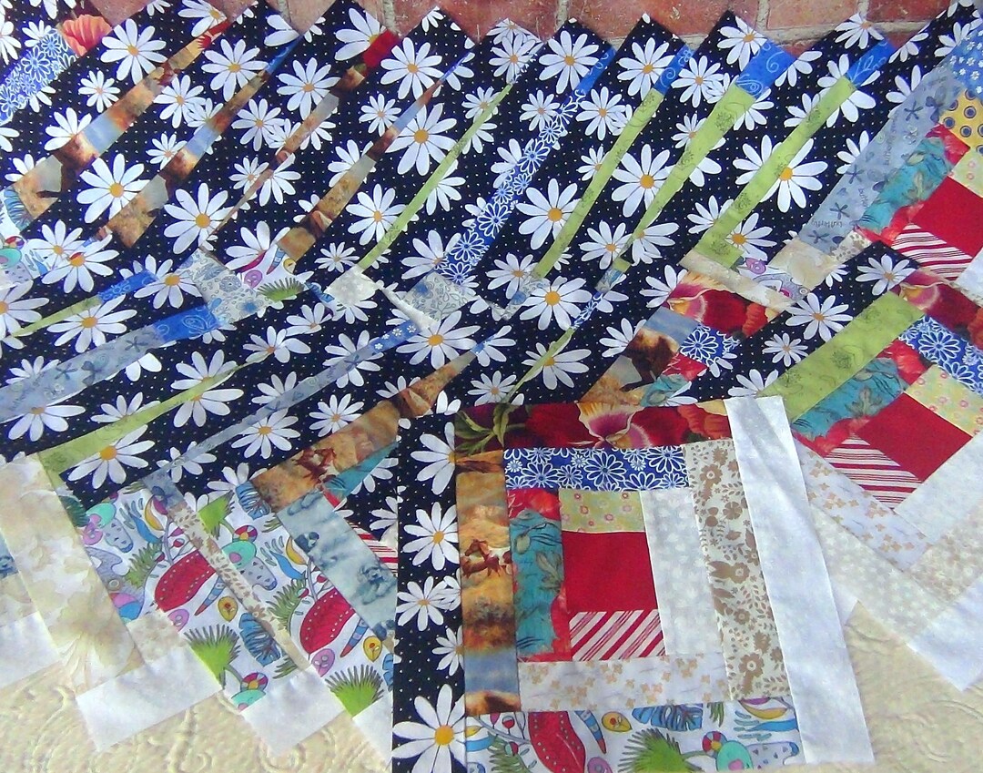 20 HUGE Big Already Pieced Handmade LARGE Log Cabin Quilt Top Blocks ...