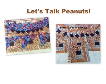 HUGE Big Already Pieced Handmade Log Cabin Quilt Top Blocks- Let's Talk Peanuts! (A Monkeys on Mtn (B Parrots-Patchwork-Old Fashion Quilting