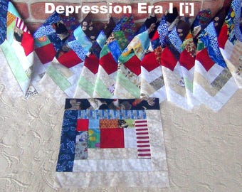 12 HUGE Big Already Pieced Handmade Log Cabin Quilt Top Blocks-GRANNY'S Depression ERA (i -J) Country Scrappy Patchwork-Old Fashion Quilting