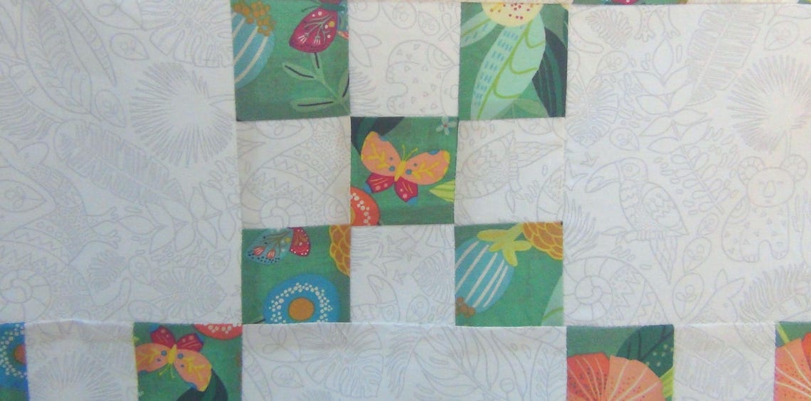 NEW Already Pieced Made Unfinished Quilt Top Single Irish Chain Cotton Patchwork Quilting Lap Throw Wall Crib Animal Floral Flower Bear image 6