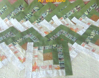 12[12] HUGE Big Already Pieced Large Handmade Log Cabin Quilt Top Blocks- TWO Choices {A-Bamboo {B-Pink White Cabbage Rose Flowers- Quilting