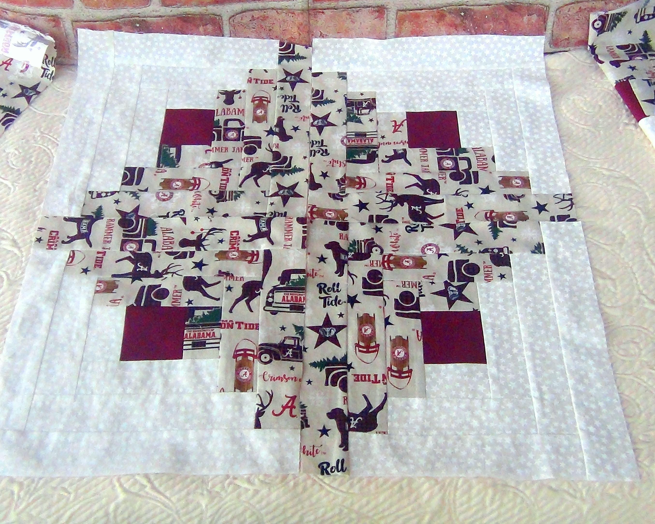 12 HUGE Already Pieced Handmade Log Cabin Quilt Top Blocks