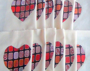 12 Hand Appliqued Hearts Chocolate Bars Needleturn - Quilt Top Blocks 9 1/4 inch squares - Valentine Love Candy