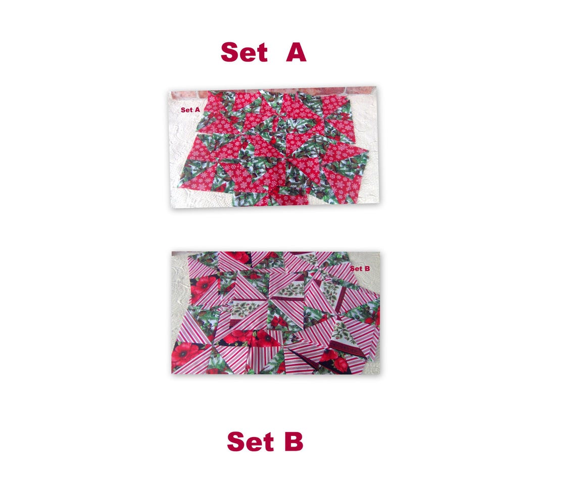 Already Pieced Made NEW Pinwheels Quilt Top Blocks A or B Lot of 16 Candy Canes Red Cardinals Bird Christmas Holiday Pinecones Snowflake image 1