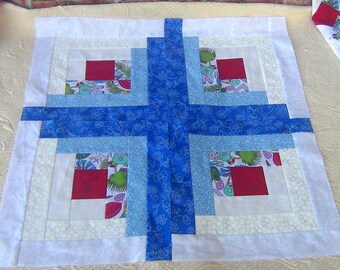 12 HUGE Already Pieced Large Handmade Log Cabin Quilt Top Blocks- Rooville Animal Bear Kangaroo Floral White Butterflies- Finished Quilting