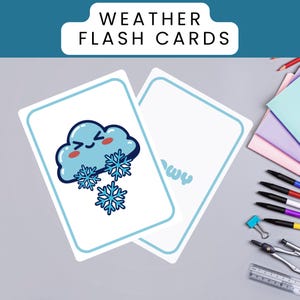 Weather Conditions |19 Flash Cards | Weather Montessori Cards | Fun Flash Cards