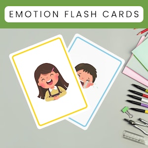 Emotion Flashcards - Double-sided - Use in 3 Different Sizes - With Colorful Frames Reflecting Emotions
