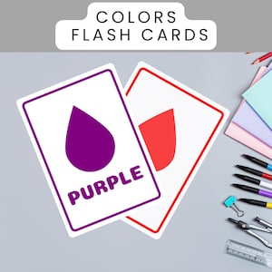 Color Flash Cards, Rainbow Colors Flash Cards, Colorful Cards, 3 Different Sizes, Flash Cards for Kids
