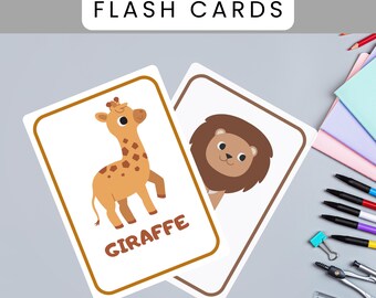 21 Animals Printable Flashcards - Two Different Designs - Cute Animals ...