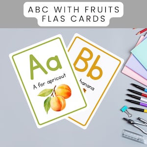 Alphabet mit Obst, Alphabet Lernkarten, Alphabet mit Obst lernen, Lernkarten, Mit originalem Inhalt