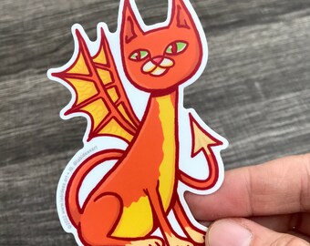 Demon Dragon Cat 4" Vinyl Decal Sticker