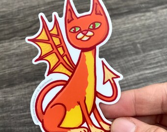 Demon Dragon Cat 4" Vinyl Decal Sticker